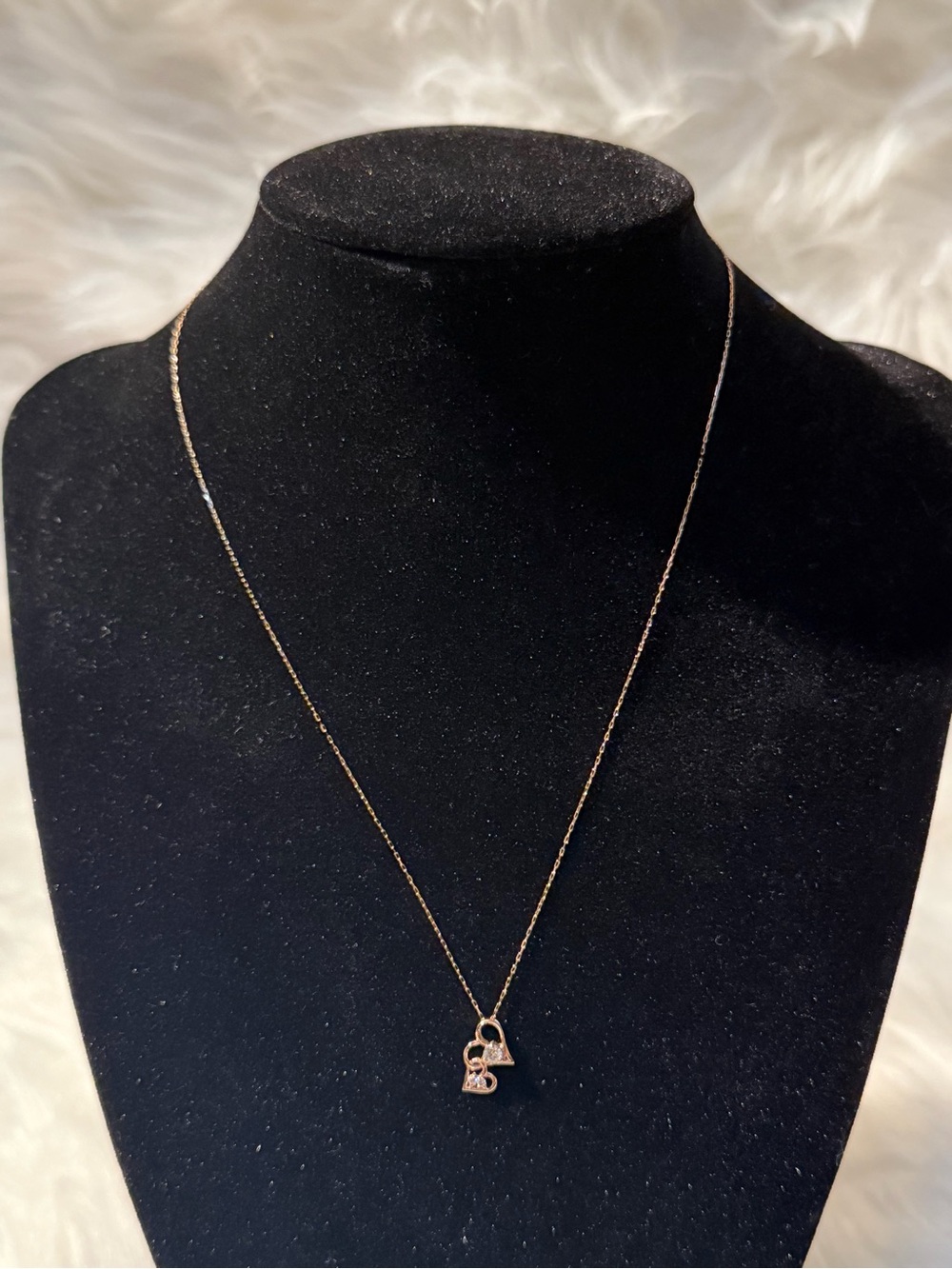 K18 Pink Gold Double Heart Pendant Necklace - Women Jewelry